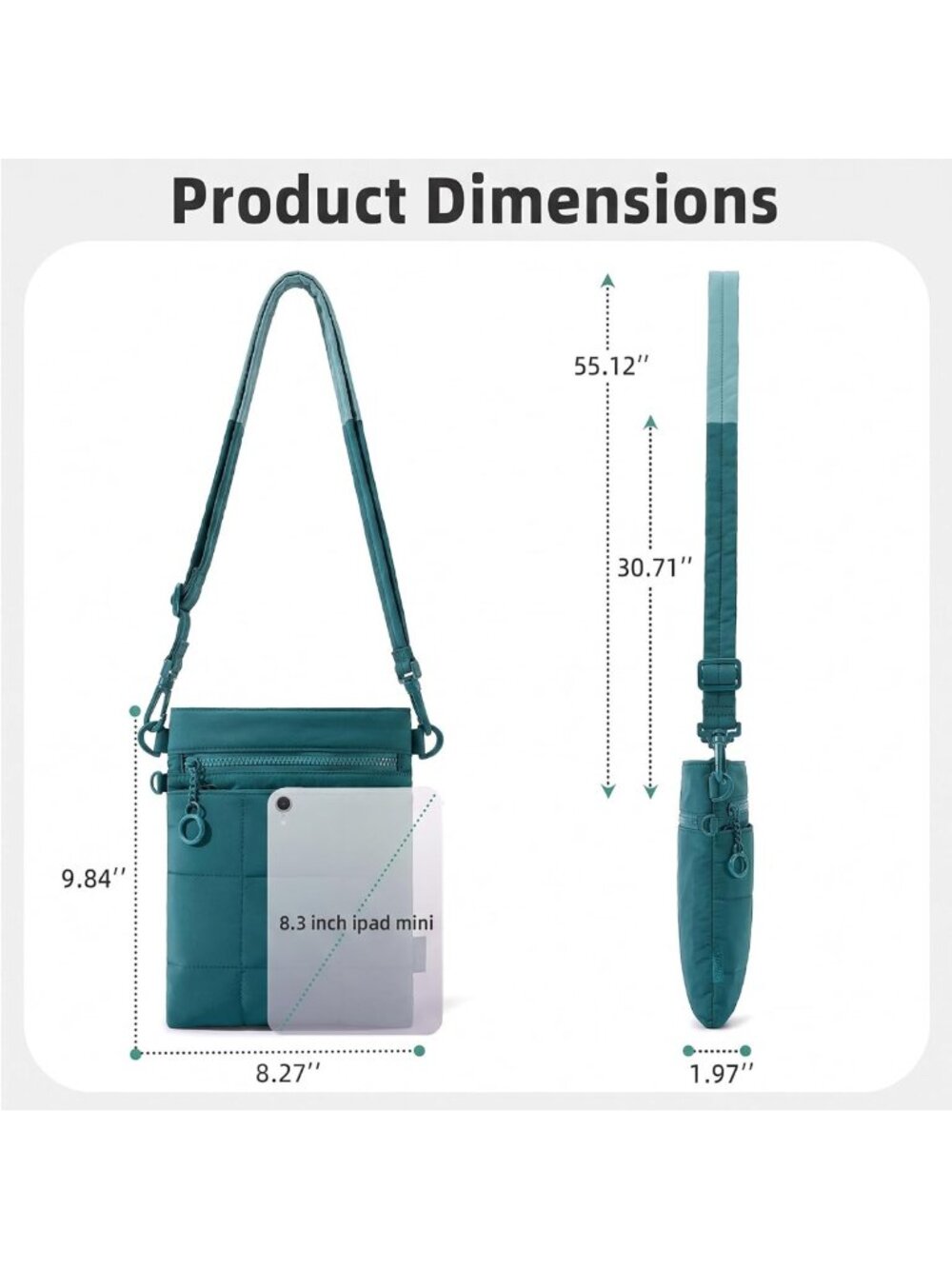 Trendy Small Crossbody Bag for Women, Puffer Nylon RFID Purse, Stylish - Picture 3 of 8